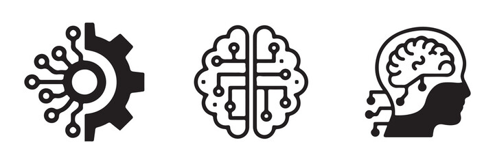 Technology icon set. Artificial Intelligence icons.  Ideas inspiration symbol. Vector illustration eps 10
