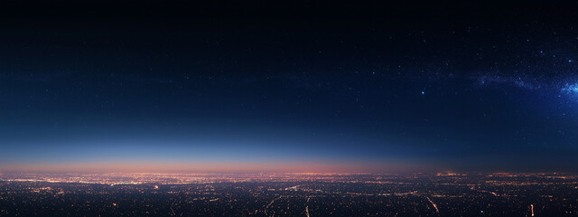 Fototapeta premium Night Cityscape Underneath a Starry Sky Stunning Astronomy and Urban Photography