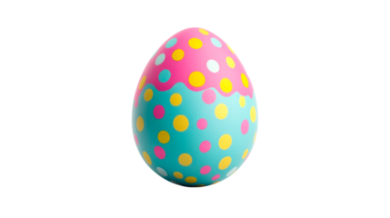 Easter egg with colorful pattern, festive, bright, cut out transparent