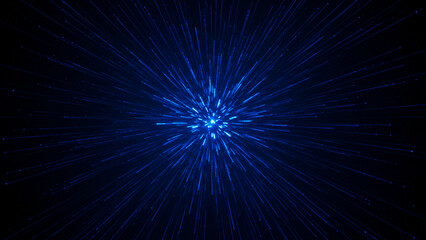 Abstract Design Featuring Blue Light Rays Set Against a Black Canvas - Powerful Lighting Effect