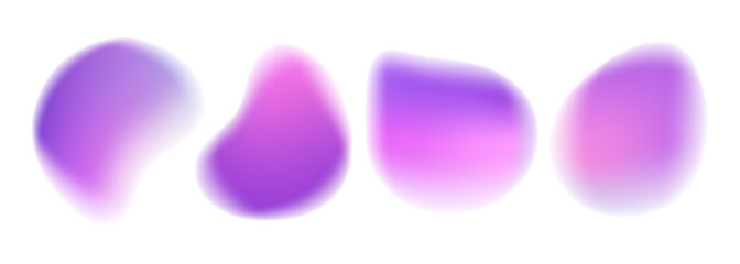 Liquid blurred shapes. Set of soft color gradient defocused curved shapes for creative graphic design. Vector illustration.