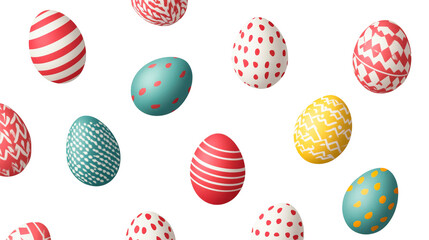 Fototapeta premium Easter Eggs with Various Patterns, Decorations, cut out transparent