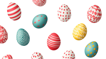 Easter Eggs with Various Patterns, Decorations, cut out transparent