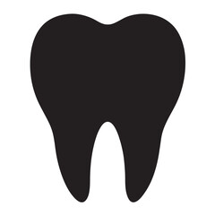 Black tooth silhouette, vector icon, dental symbol, health, medical, dentistry, dental care.