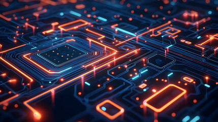 Obraz premium Dynamic circuitry wallpaper background for corporate branding technology digital art futuristic close-up high-resolution design