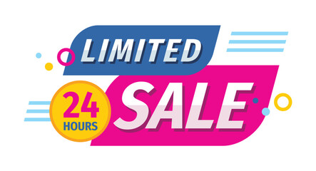 Limited sale 24 hours - concept banner vector illustration. Abstract discount promotion layout on white background. Design elements.