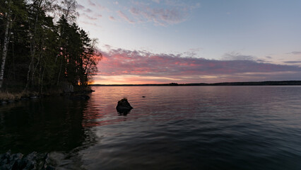 Early summer night by a lake in Finland