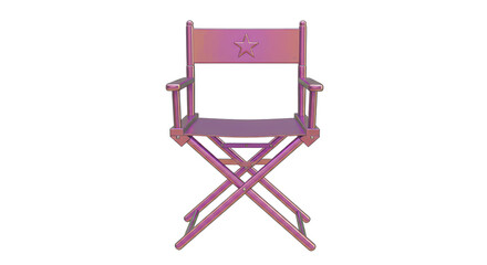 Fototapeta premium Isolated Director's Chair with Star Symbol, Striking Pink and Purple Hues