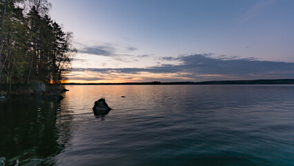 Early summer night by a lake in Finland