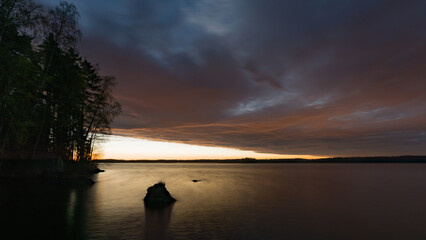 Early summer night by a lake in Finland