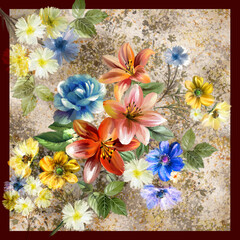 abstract floral geometric designs art