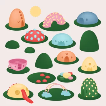 Set of 3D Abstract Geometric Characters and Minimalist Colorful Shapes