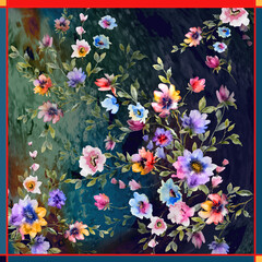 abstract floral geometric designs art