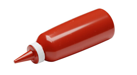 Isolated Squeezable Red Ketchup Bottle in Angled View