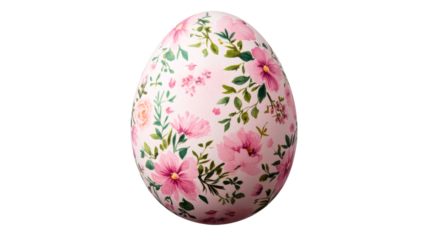 Easter egg with floral pattern, cut out transparent