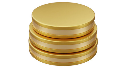 Isolated Stack of Gleaming Golden Coins Representing Wealth