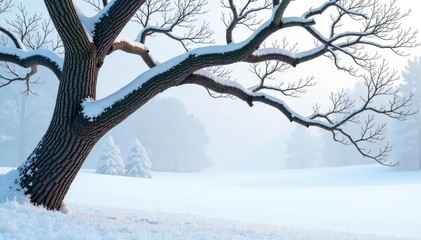 Twisted tree branches on a snowy white background, frost, wood