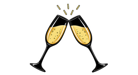 Isolated Clinking Champagne Glasses