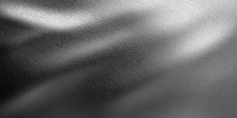 Grainy metallic gray tin foil texture with smooth new aluminum and silver leaf, transitioning into a blurred gradient for a sleek, monochrome plain background.