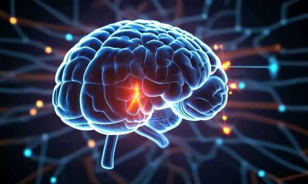 Cyber ​​Brain, Big Data Concept And Artificial Intelligence Machine Learning And Cyber ​​Mind Domination Neural Networks Generated By Ai. 4k video
