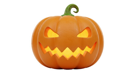Isolated Glowing Orange Halloween Pumpkin Jack-o'-Lantern