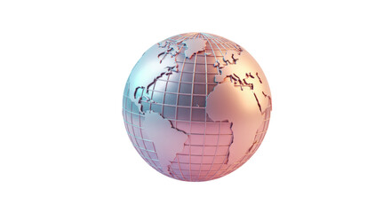 Isolated Metallic World Globe on Stand
