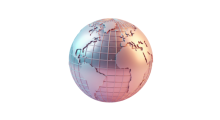 Isolated Metallic World Globe on Stand