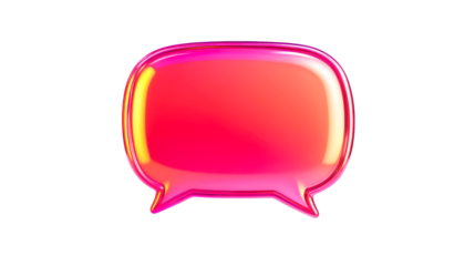 Glossy pink speech bubble icon for website chat, cut out transparent