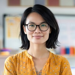 portrait of a young woman in glasses
