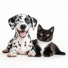 black and white cat and dog