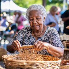 old woman with a basket