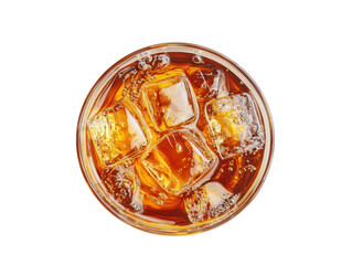 Isolated Glass of Cola with Ice from Above