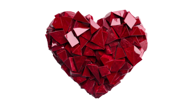 Geometric Heart of Red Crystals, Love, Decoration, Cut Out Transparent