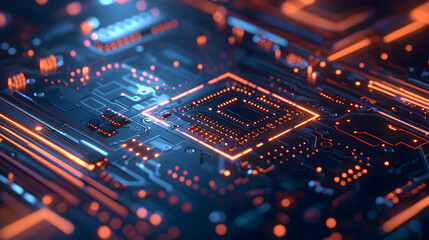 Obraz premium Dynamic technology circuit board wallpaper abstract background design futuristic environment digital art perspective