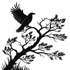 Fototapeta premium Silhouetted bird vector art shows a tribal wing pattern