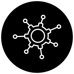 Obraz premium Automation Solutions Black Circle Icon, Automation Services Icon | AI, Robotics & Smart Technology Vector Icon