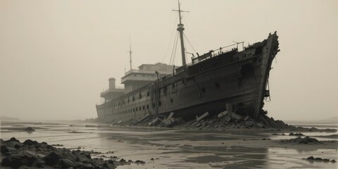  Ephemeral Echoes A Sunken Past Encased in Mud and Obscured by Fog