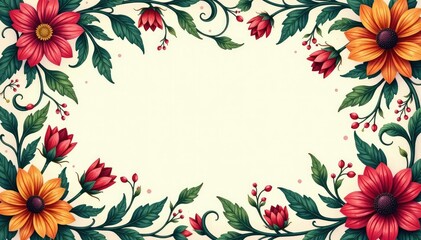 Obraz premium Intricate floral damask, swirling vines & leaves, fabric, textile, motif