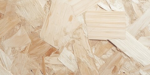 Light beige particle OSB board texture, soft brown wood chipboard, abstract plywood fiberboard background