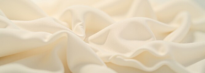 Obraz premium Soft cream fabric texture with elegant folds for luxury fashion background or bedding banner