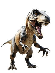 Fototapeta premium A stylized velociraptor dinosaur with an open mouth and sharp teeth