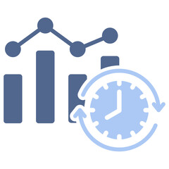 Real Time Analytics Flat Blue Icon