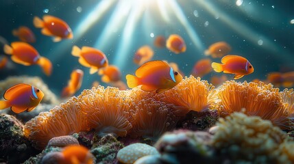 Underwater Scene With Orange Reef Fish
