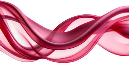 Elegant flowing red ribbon design, abstract background, cut out transparent