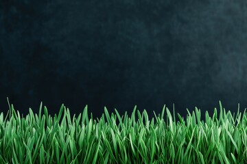 Lush Green Grass Blades against Dark Background Nature Texture Spring Growth