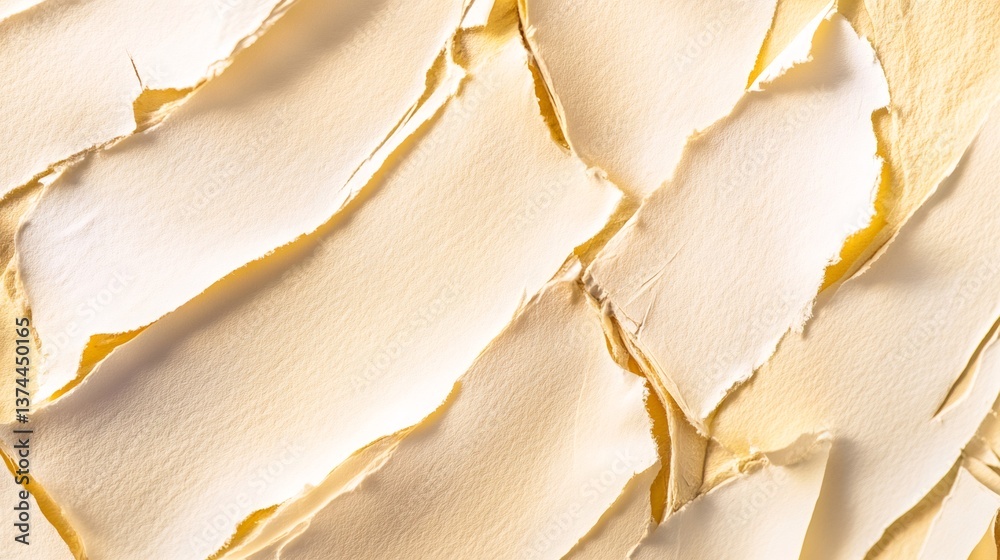 Poster soft matte texture of overlapping torn beige paper creating abstract pattern