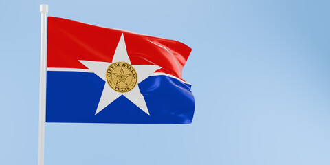 Dallas flag of silk-3D illustration. 3d render.