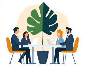 Business Team Collaboration Diverse Professionals Meeting at Modern Office Desk with Laptop