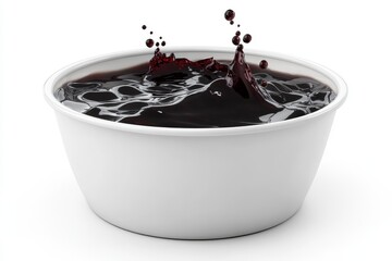 Hot chocolate splashing in a white mug, isolated against a transparent backdrop