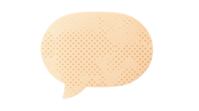 Round speech bubble with peach texture, cut out transparent
